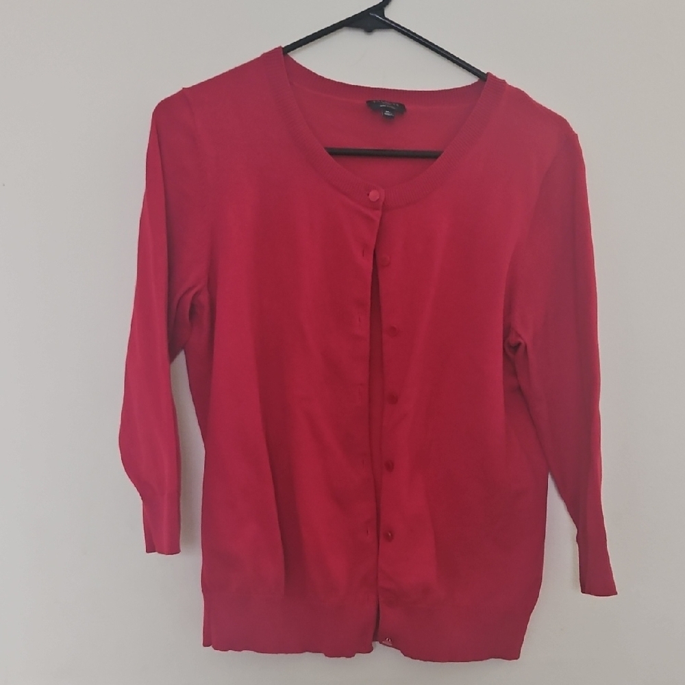 Talbots Red Women's Cardigan Sweater Pima Cotton
